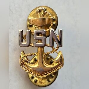 Vintage Rare WWI US Navy Chief CPO 228 Sterling Anchor Large Hat Visor Badge